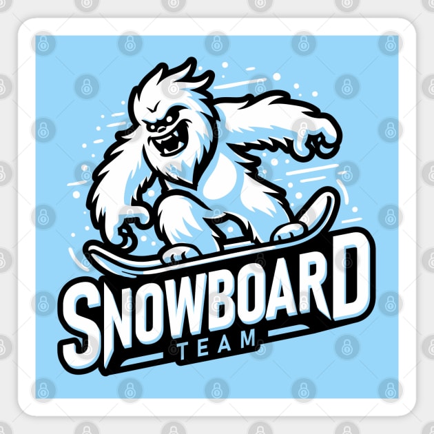 Cool Snowboarding Yeti Snowboard Team Abominable Snowman Graphic Magnet by ChattanoogaTshirt